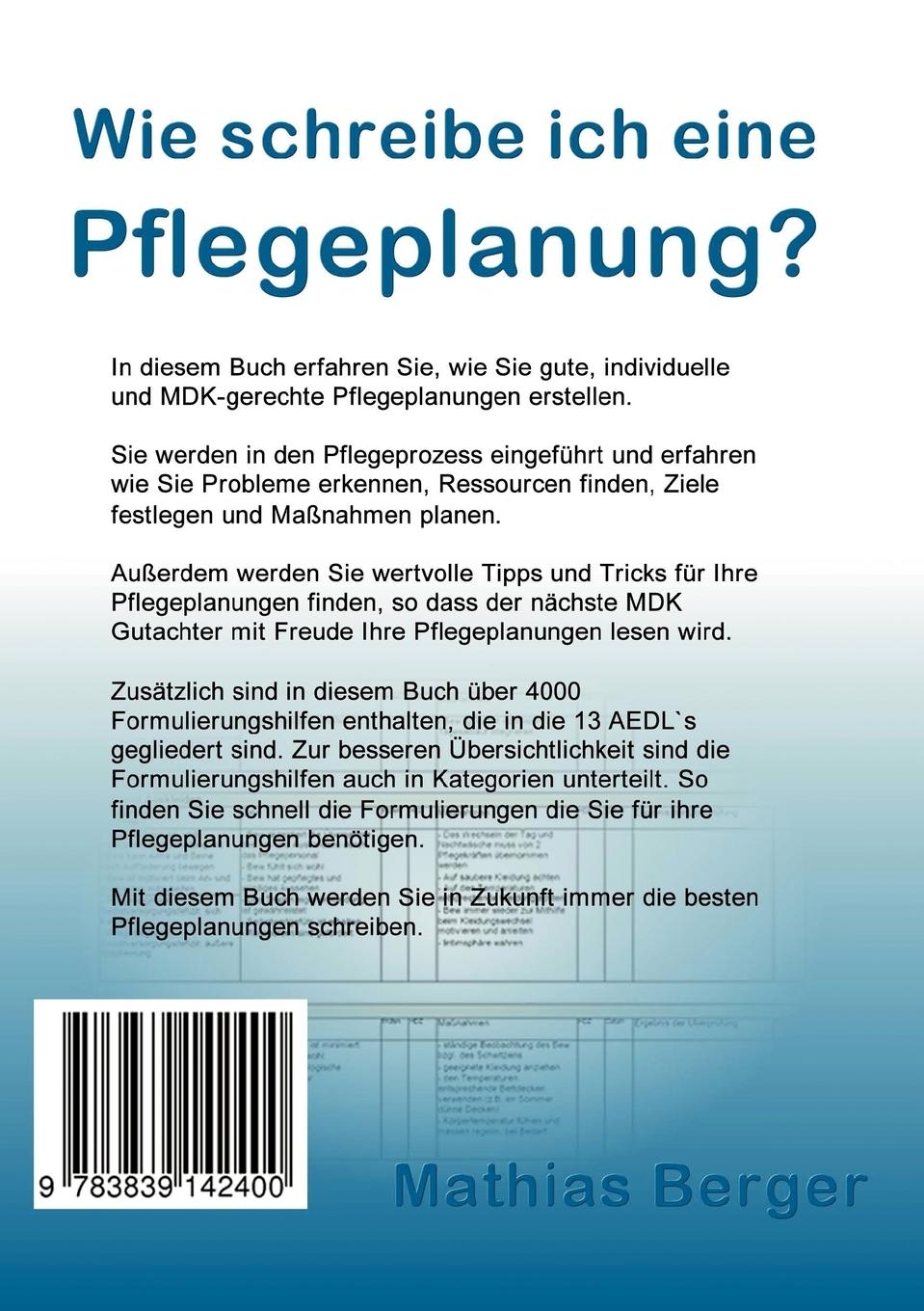 Rückseitencover Wie schreibe ich eine Pflegeplanung