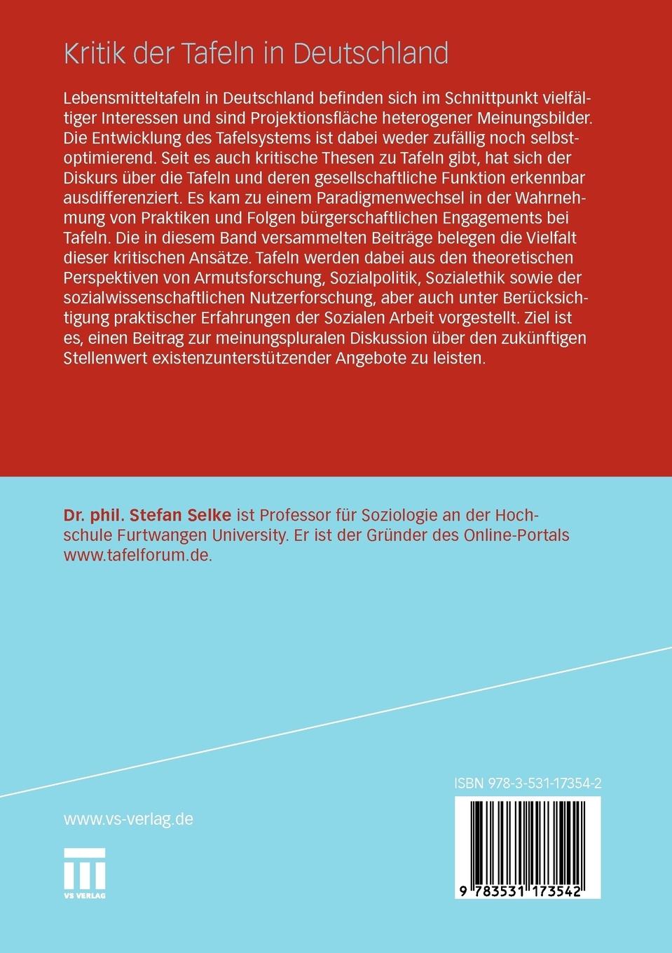 Rückseitencover Kritik der Tafeln in Deutschland