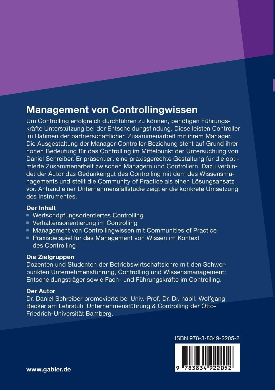 Rückseitencover Management von Controllingwissen