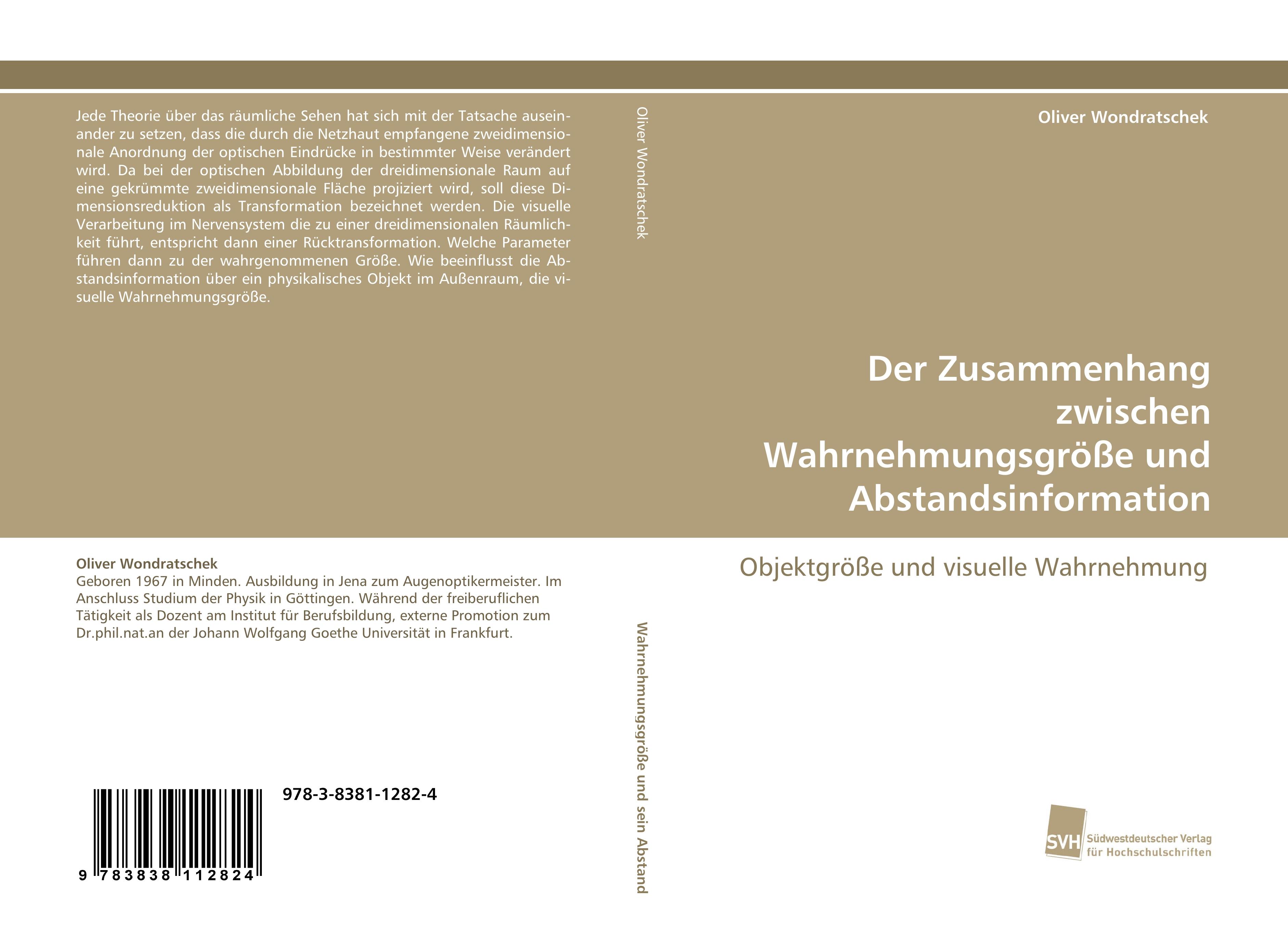 Vorderes Coverbild Der Zusammenhang zwischen Wahrnehmungsgröße und Abstandsinformation