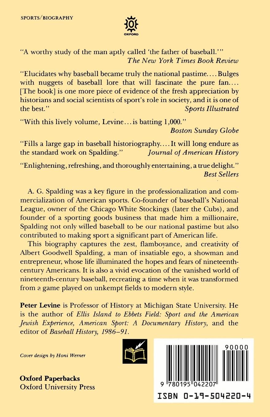 Rückseitencover A.G. Spalding and the Rise of Baseball