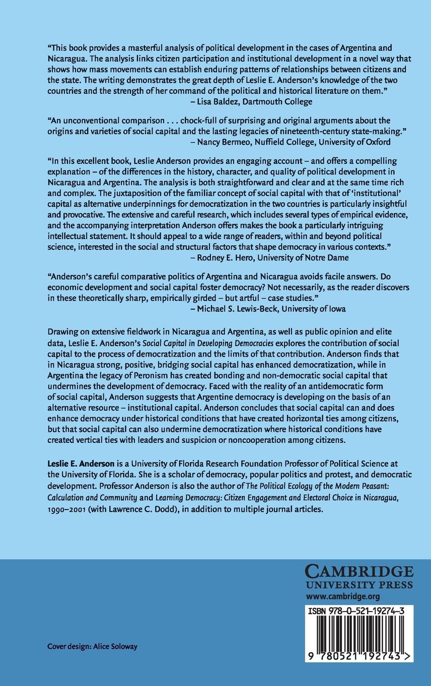 Rückseitencover Social Capital in Developing Democracies