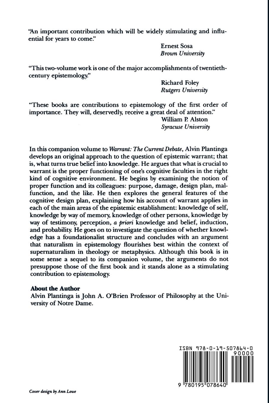 Rückseitencover Warrant and Proper Function