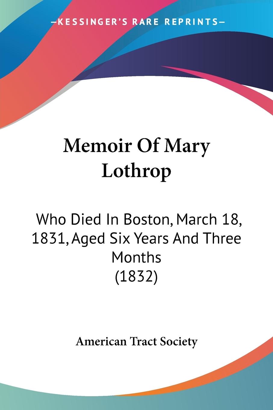 Vorderes Coverbild Memoir Of Mary Lothrop