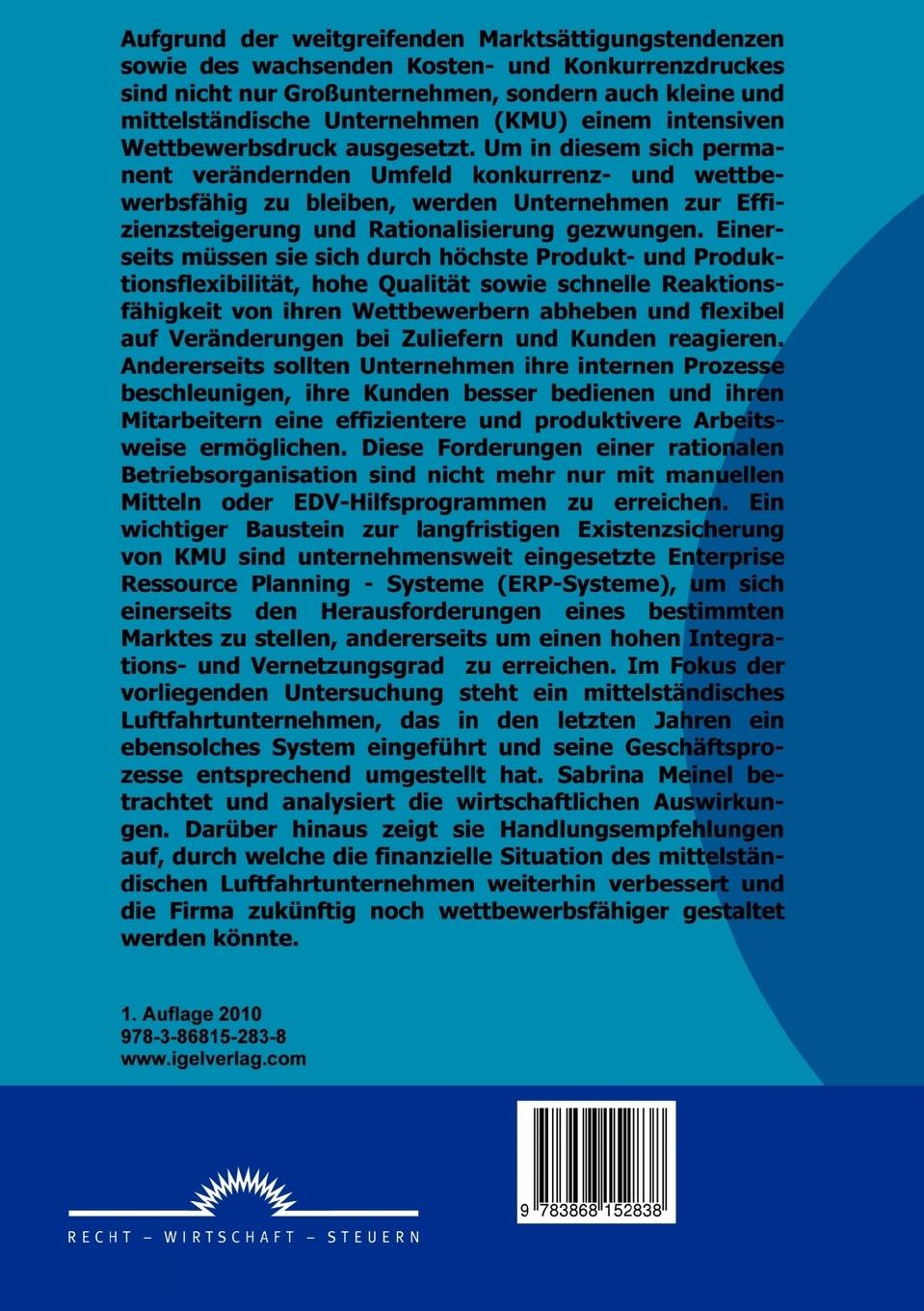 Rückseitencover ERP-System im Mittelstand: Wirtschaftlichkeitsanalyse eines Luftfahrtunternehmen