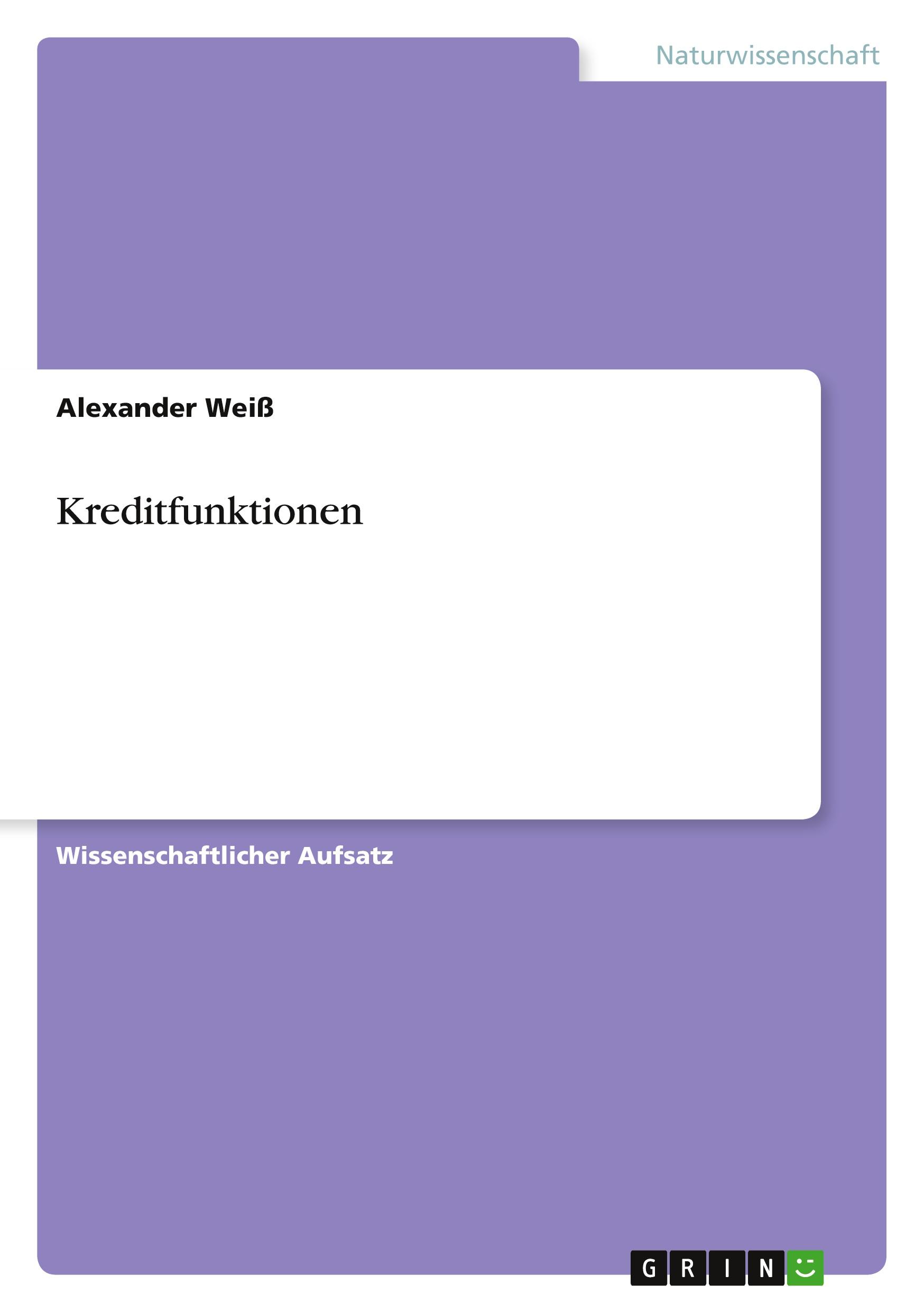 Vorderes Coverbild Kreditfunktionen