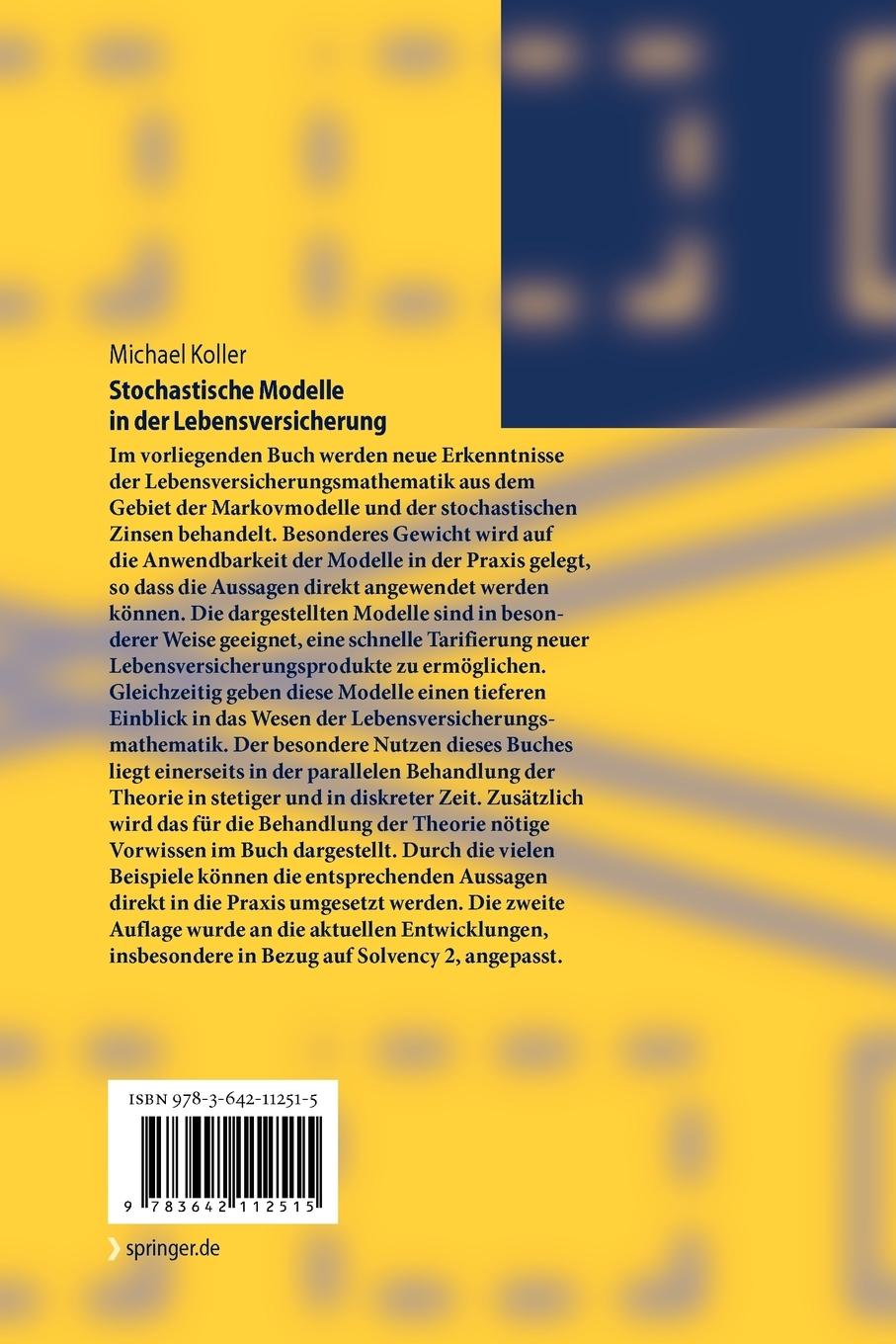 Rückseitencover Stochastische Modelle in der Lebensversicherung