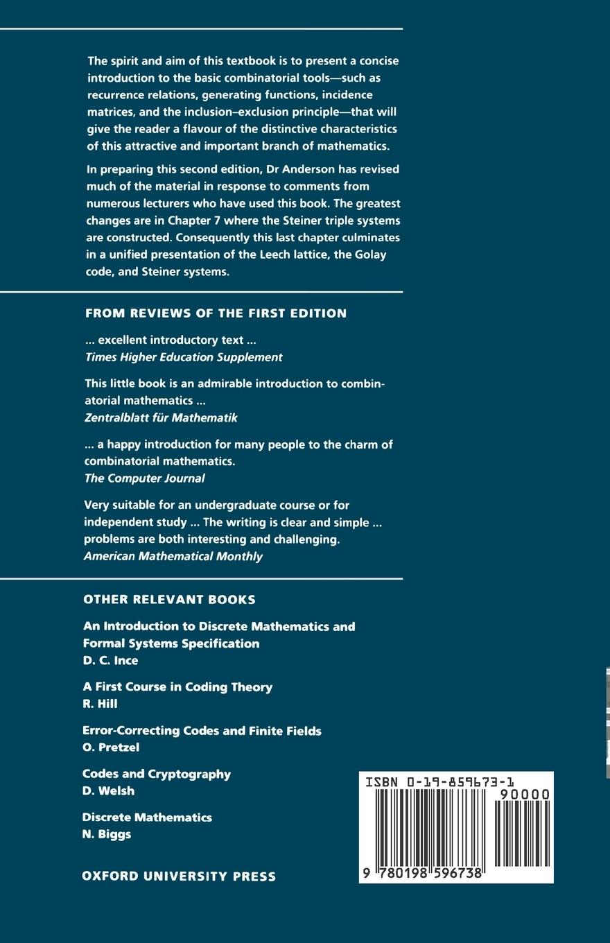 Rückseitencover A First Course in Combinatorial Mathematics