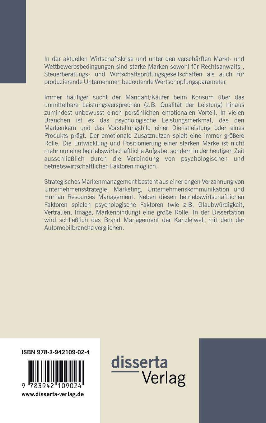 Rückseitencover Starke Marke: Verbindung von betriebswirtschaftlichen und psychologischen Faktoren als Erfolgsgarant
