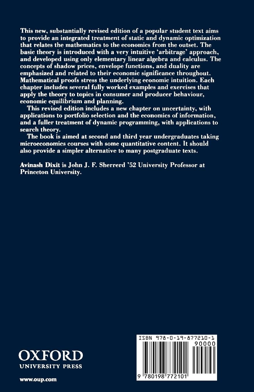 Rückseitencover Optimization in Economic Theory