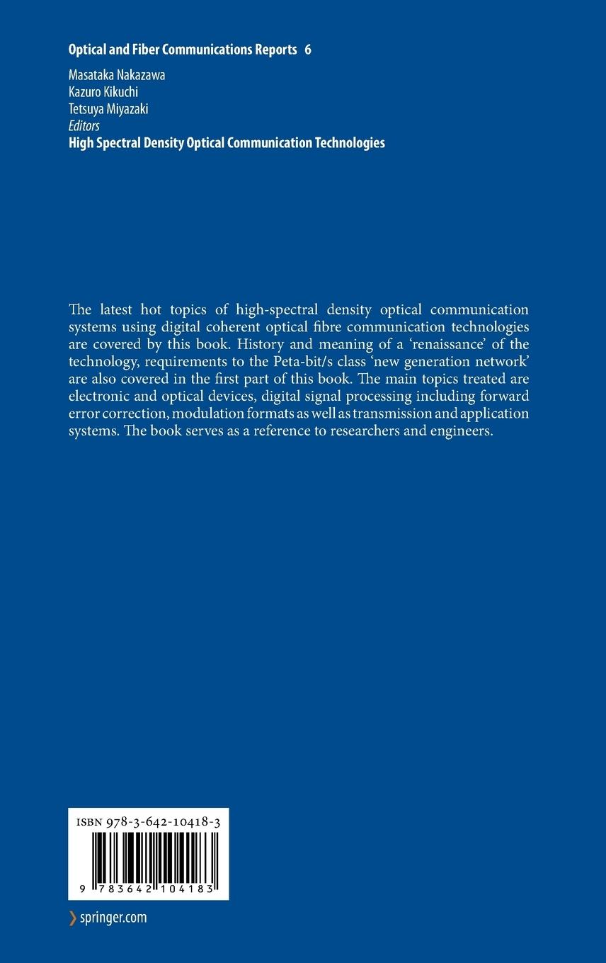 Rückseitencover High Spectral Density Optical Communication Technologies