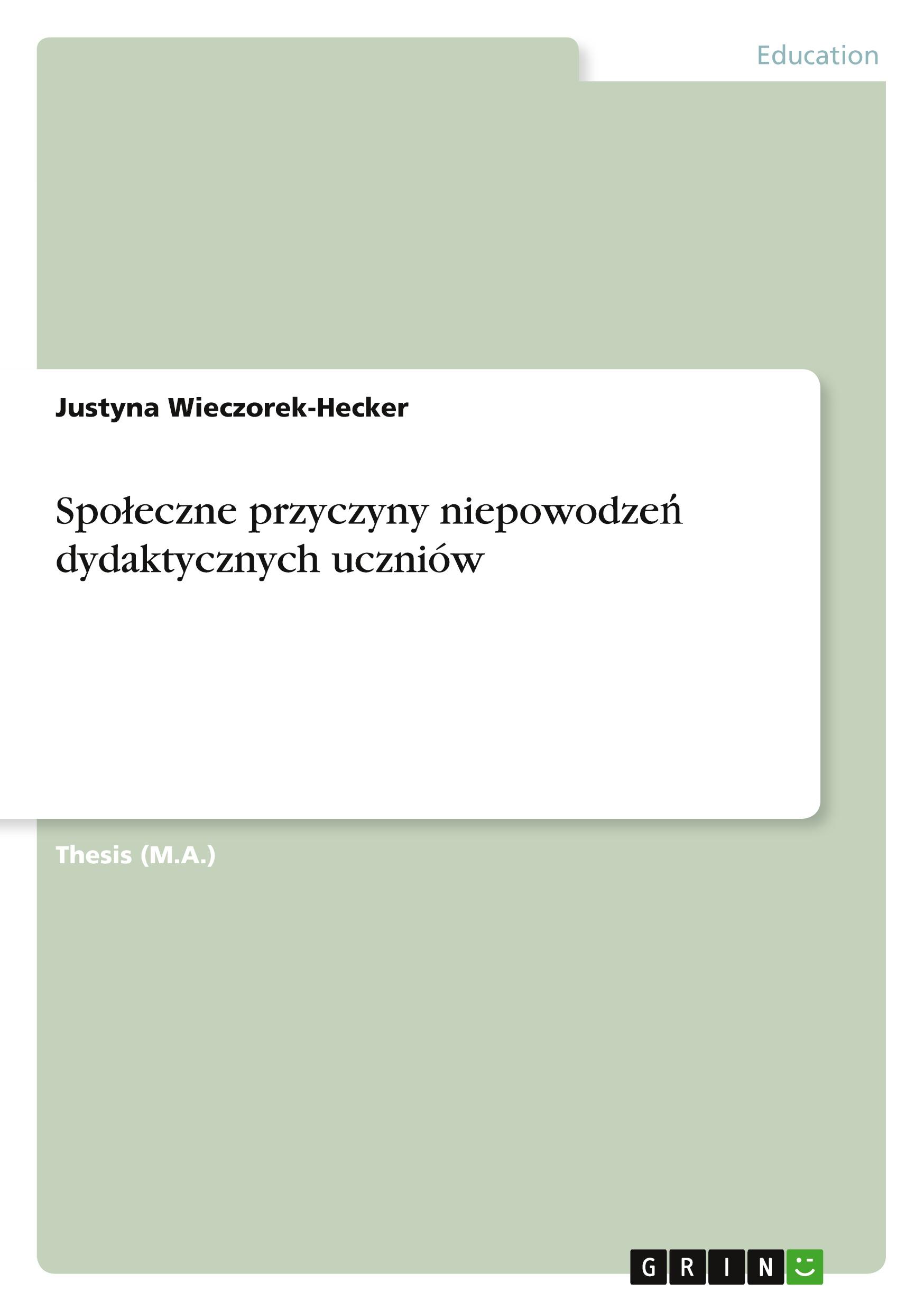 Vorderes Coverbild Spo¿eczne przyczyny niepowodze¿ dydaktycznych uczniów