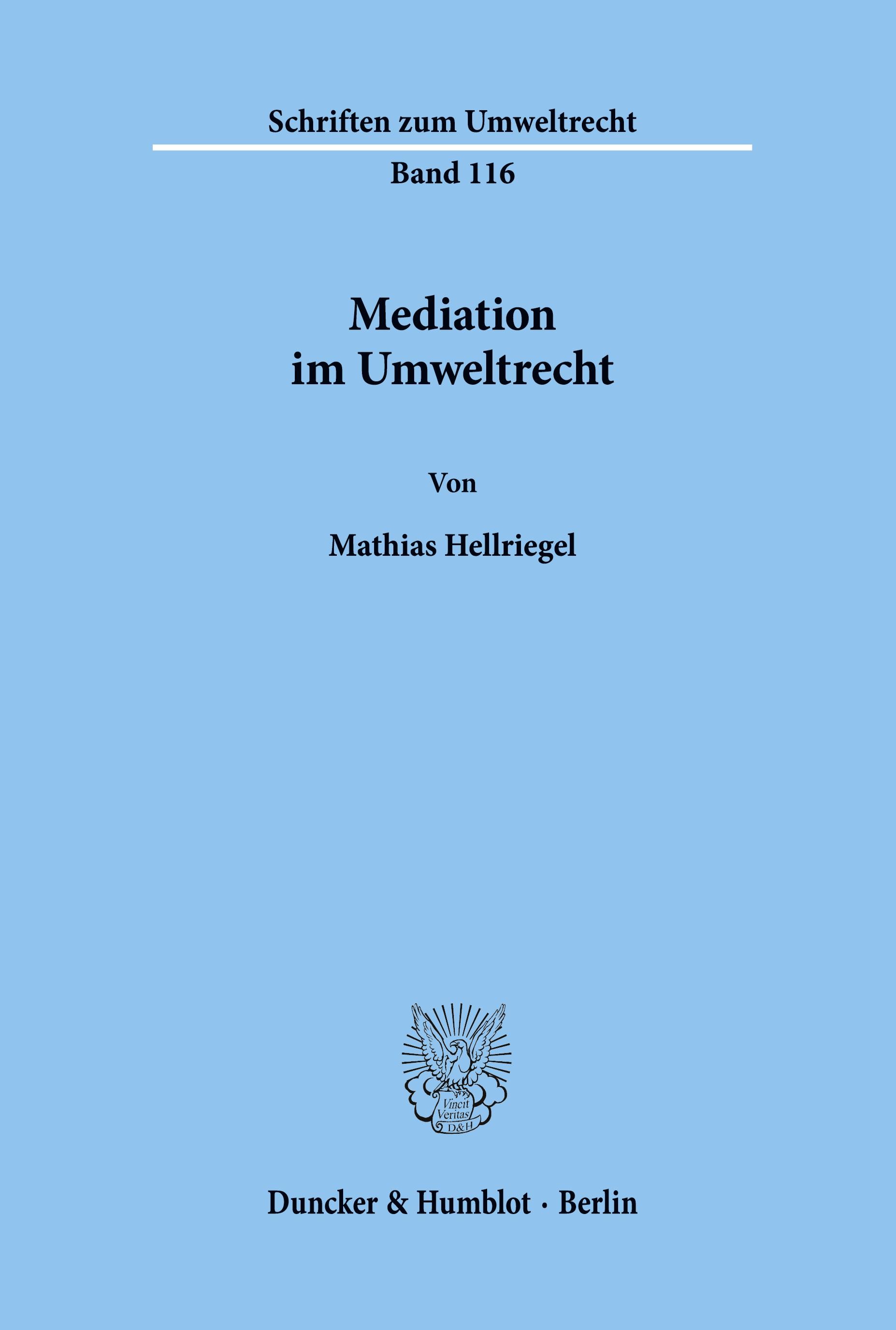 Vorderes Coverbild Mediation im Umweltrecht.