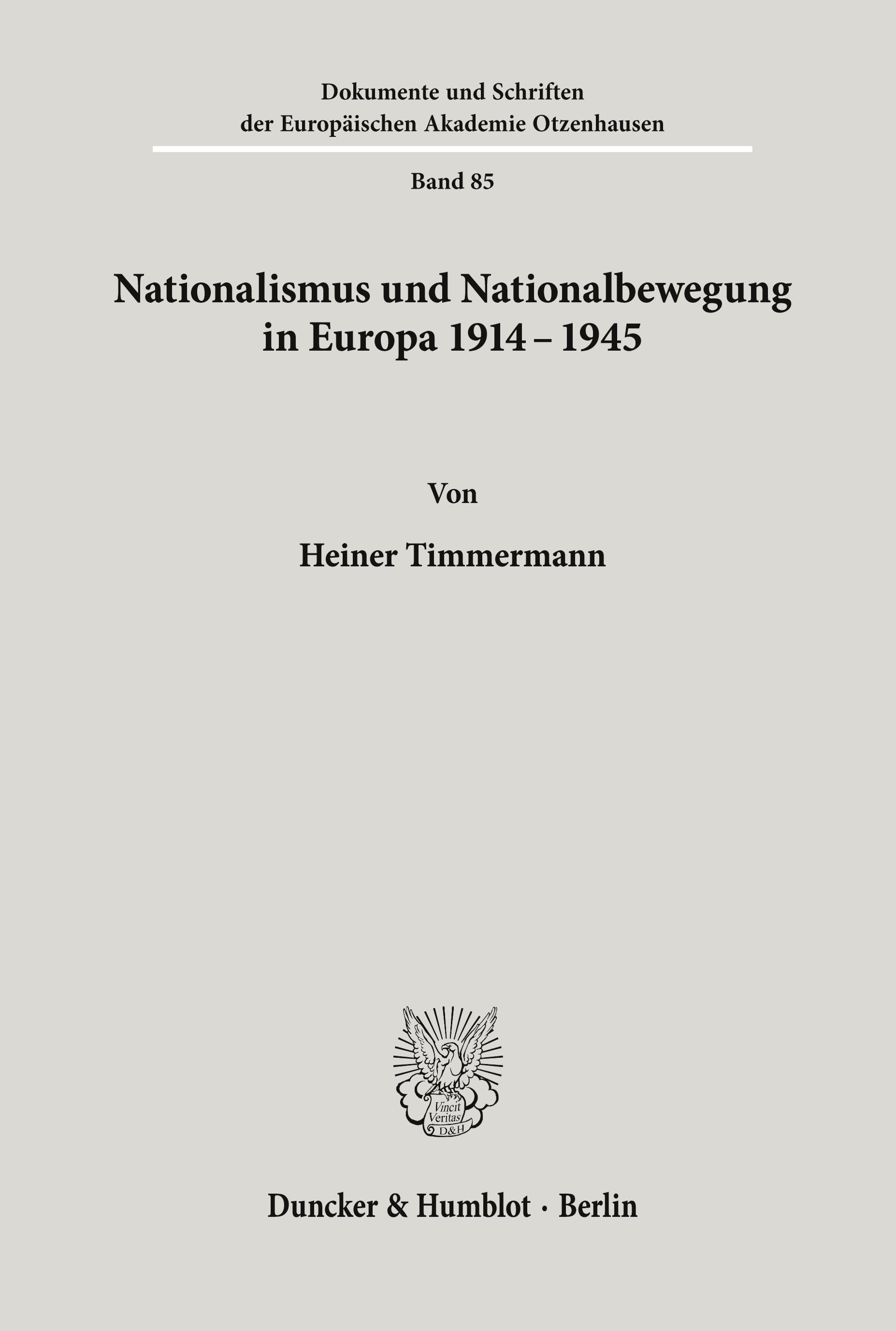 Vorderes Coverbild Nationalismus und Nationalbewegung in Europa 1914 - 1945.
