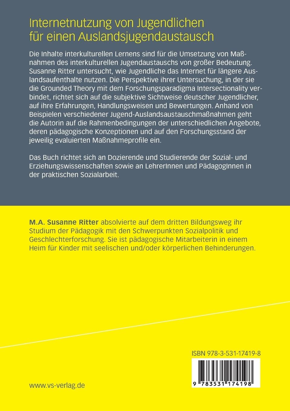 Rückseitencover Internetnutzung von Jugendlichen für einen Auslandsjugendaustausch