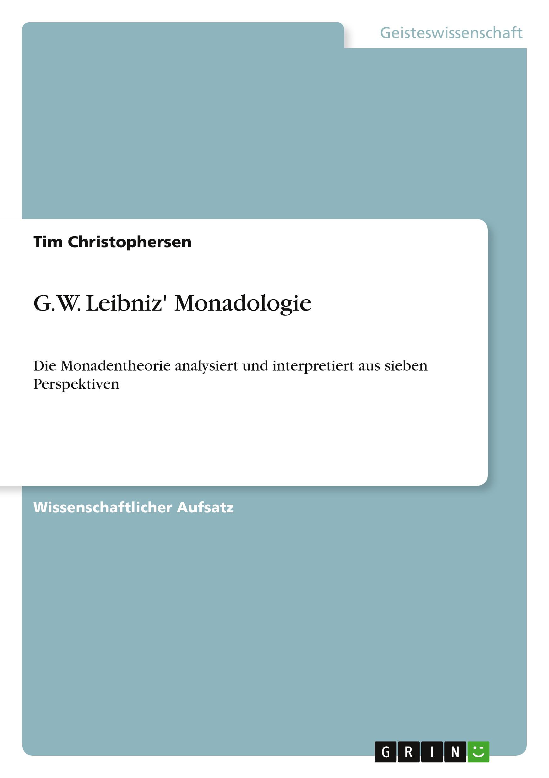 Vorderes Coverbild G.W. Leibniz' Monadologie