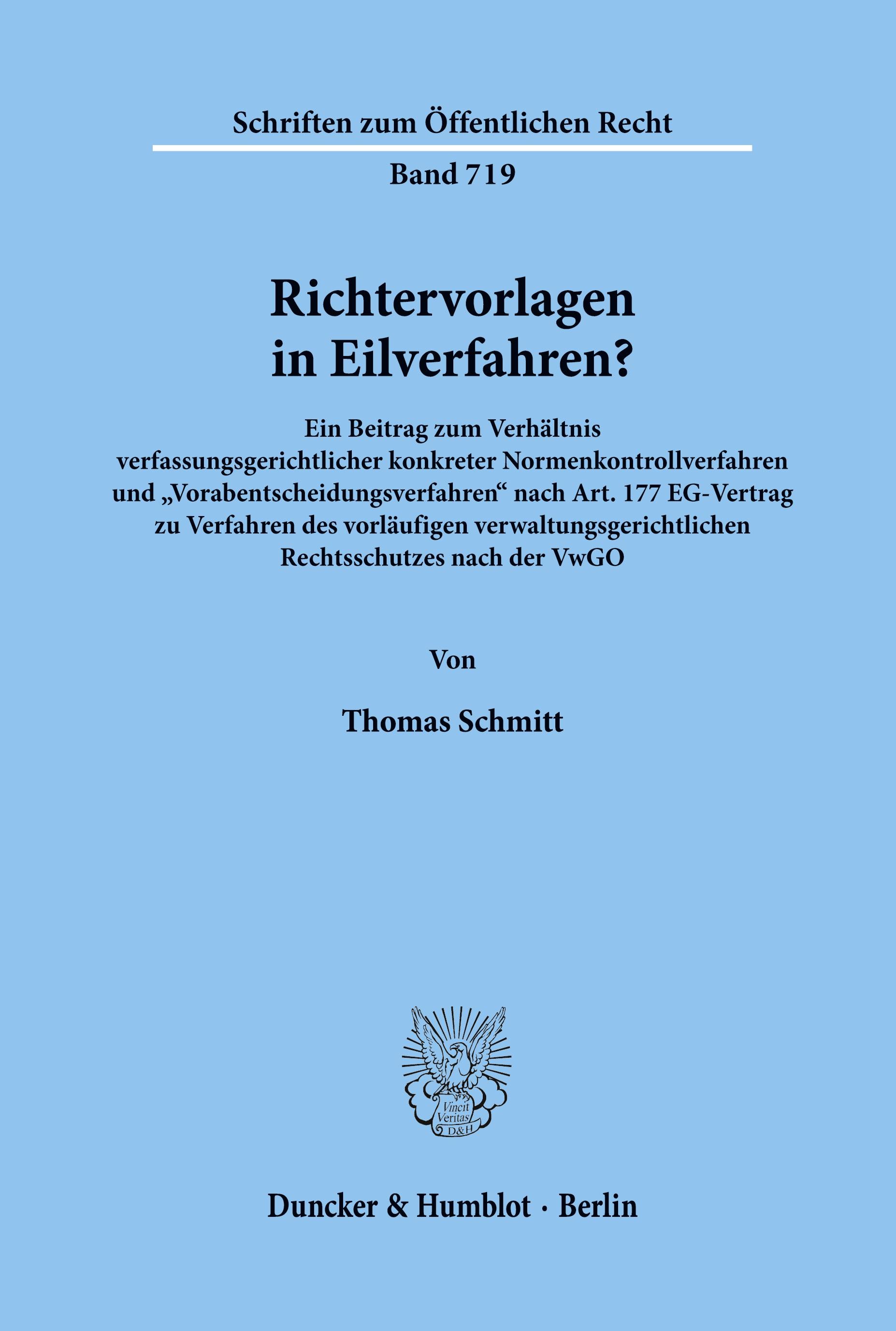 Vorderes Coverbild Richtervorlagen in Eilverfahren?