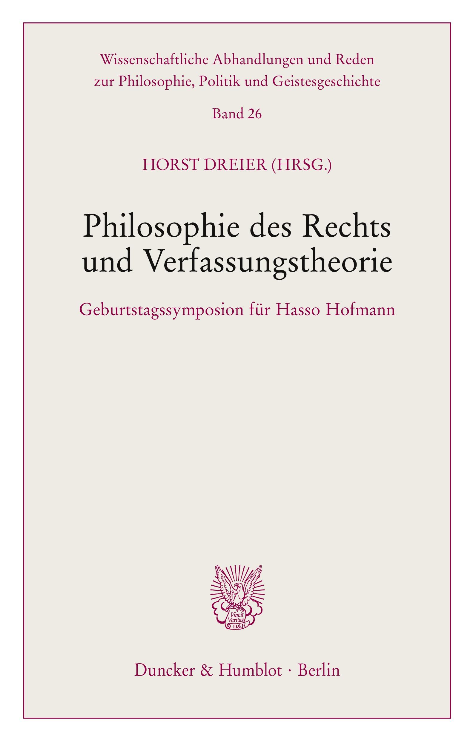 Vorderes Coverbild Philosophie des Rechts und Verfassungstheorie.