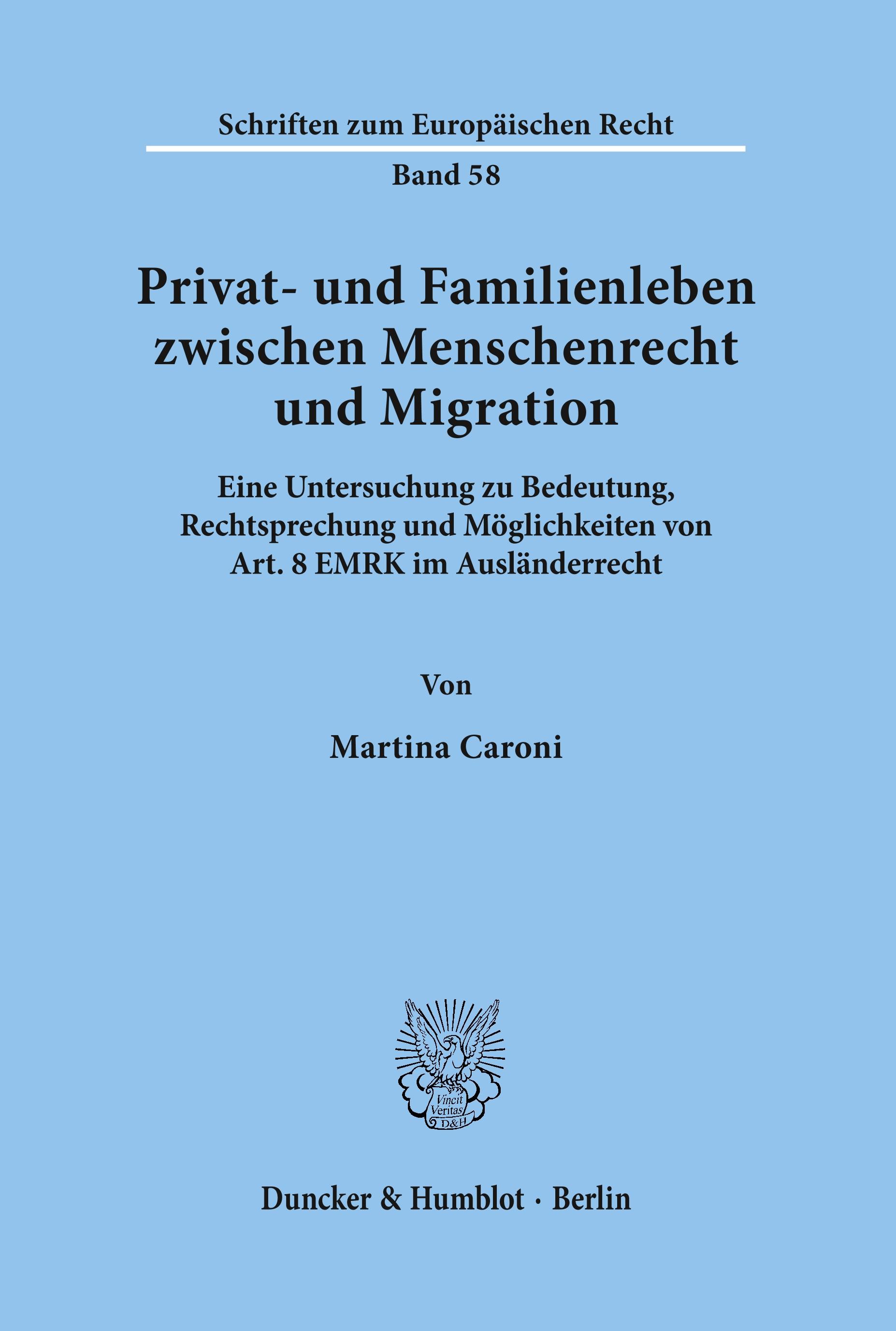 Vorderes Coverbild Privat- und Familienleben zwischen Menschenrecht und Migration.