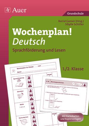 Vorderes Coverbild Wochenplan Deutsch, Sprachförderung/Lesen 1-2