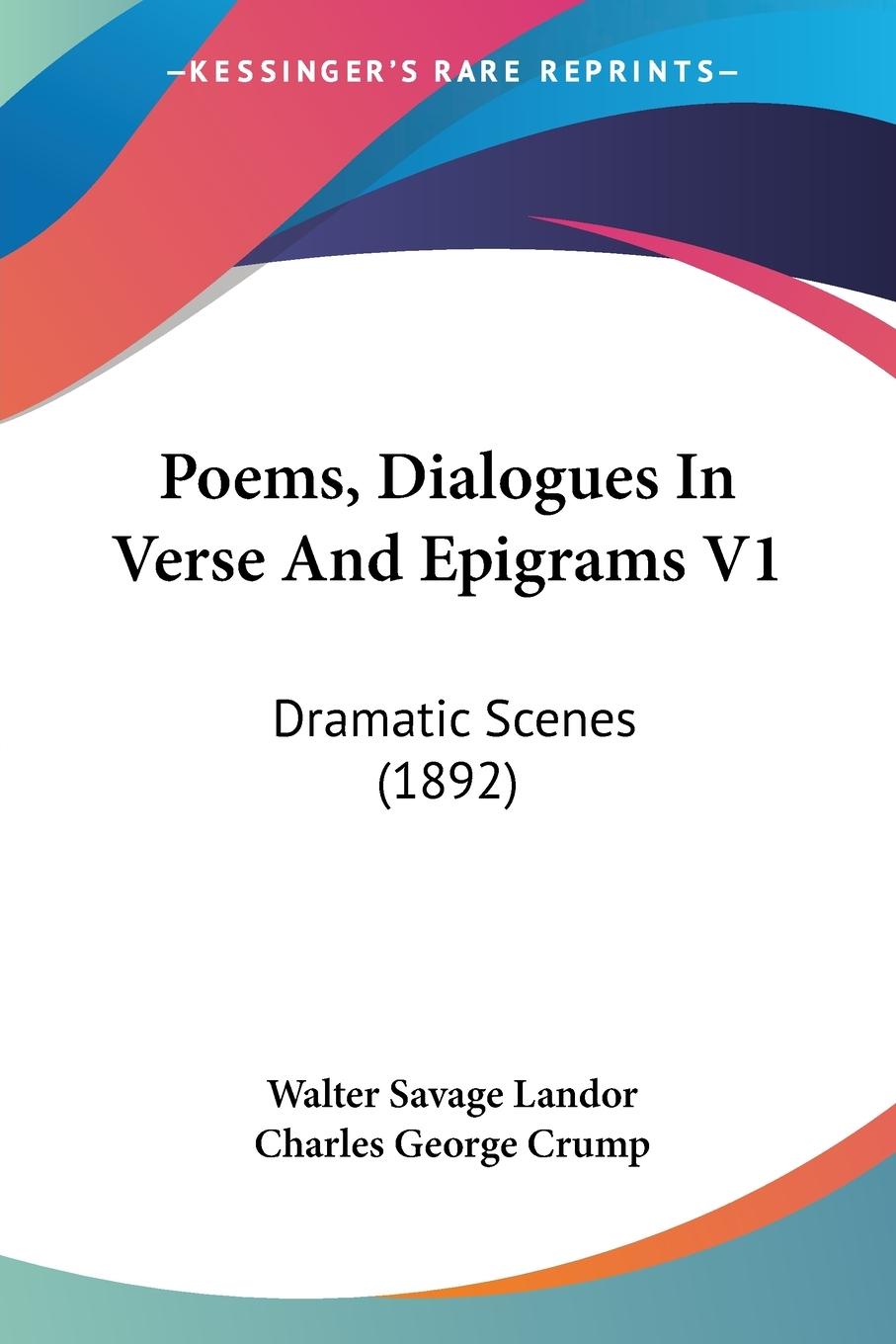 Vorderes Coverbild Poems, Dialogues In Verse And Epigrams V1