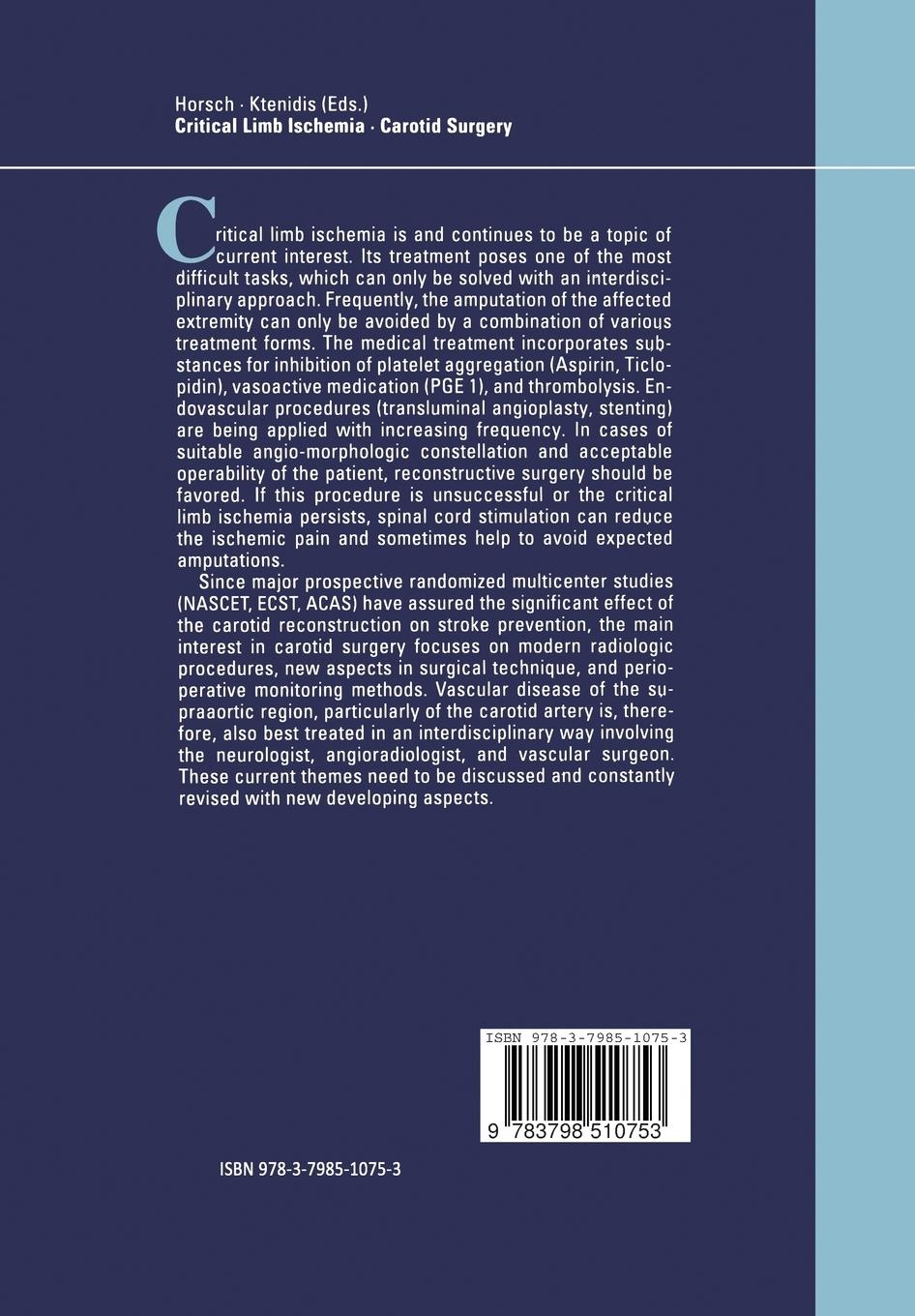 Rückseitencover Critical Limb Ischemia Carotid Surgery