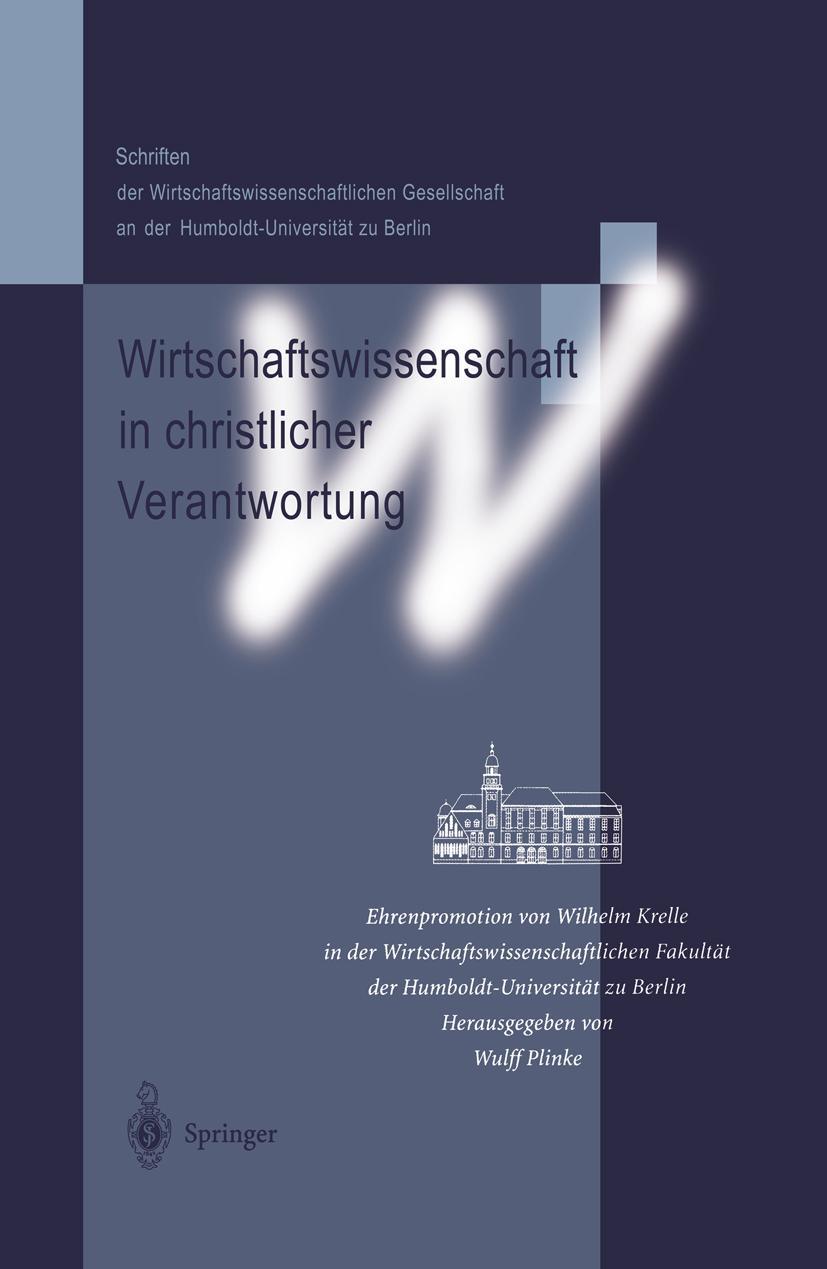 Vorderes Coverbild Wirtschaftswissenschaft in christlicher Verantwortung
