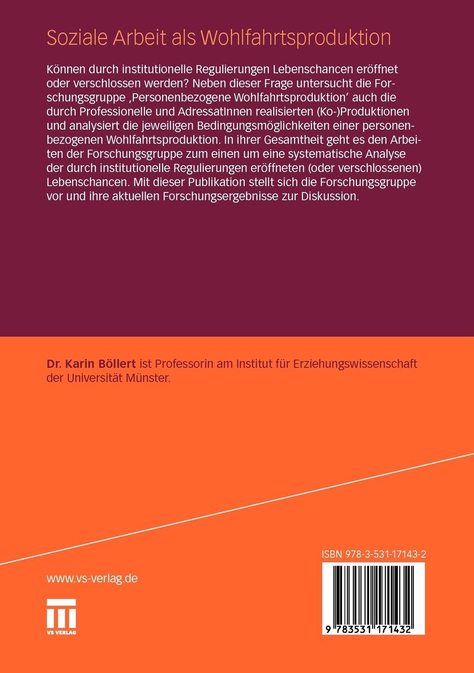Rückseitencover Soziale Arbeit als Wohlfahrtsproduktion