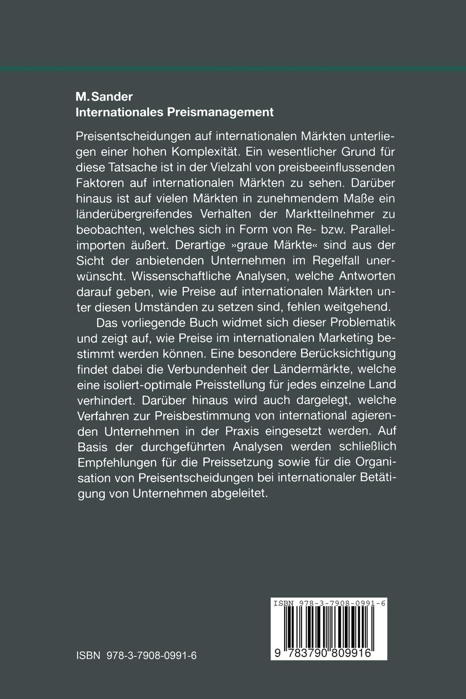 Rückseitencover Internationales Preismanagement