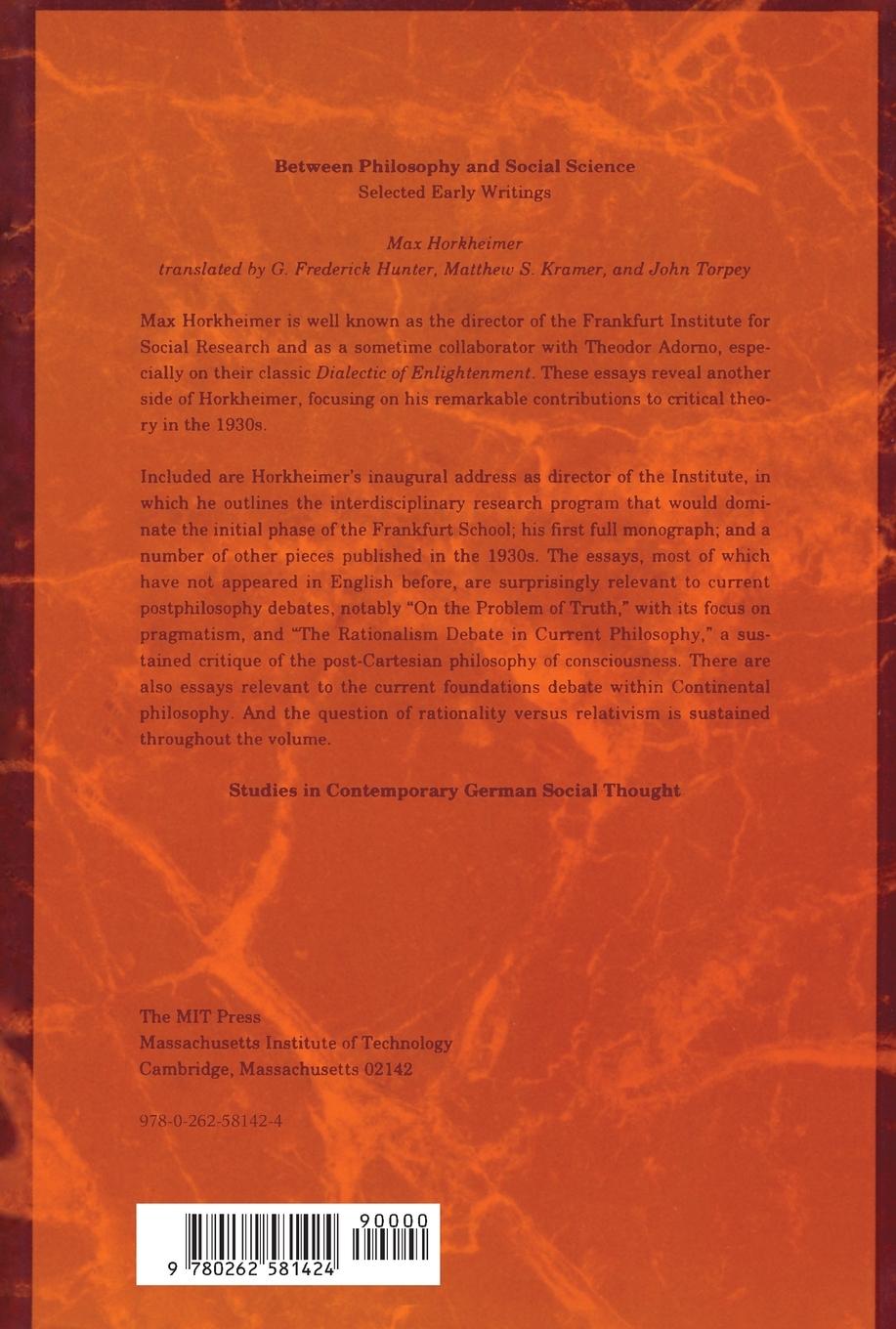 Rückseitencover Between Philosophy and Social Science