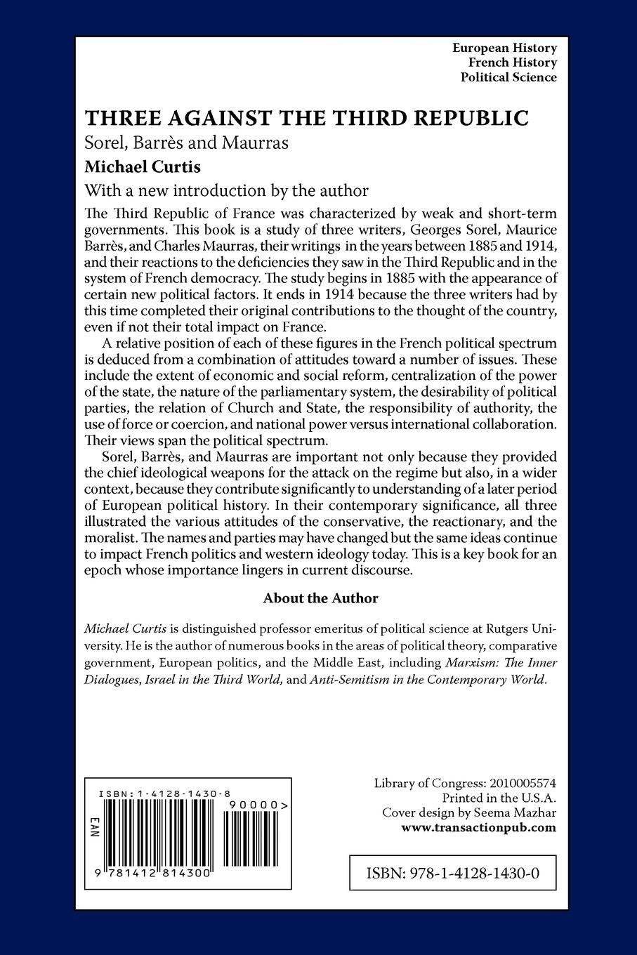 Rückseitencover Three Against the Third Republic