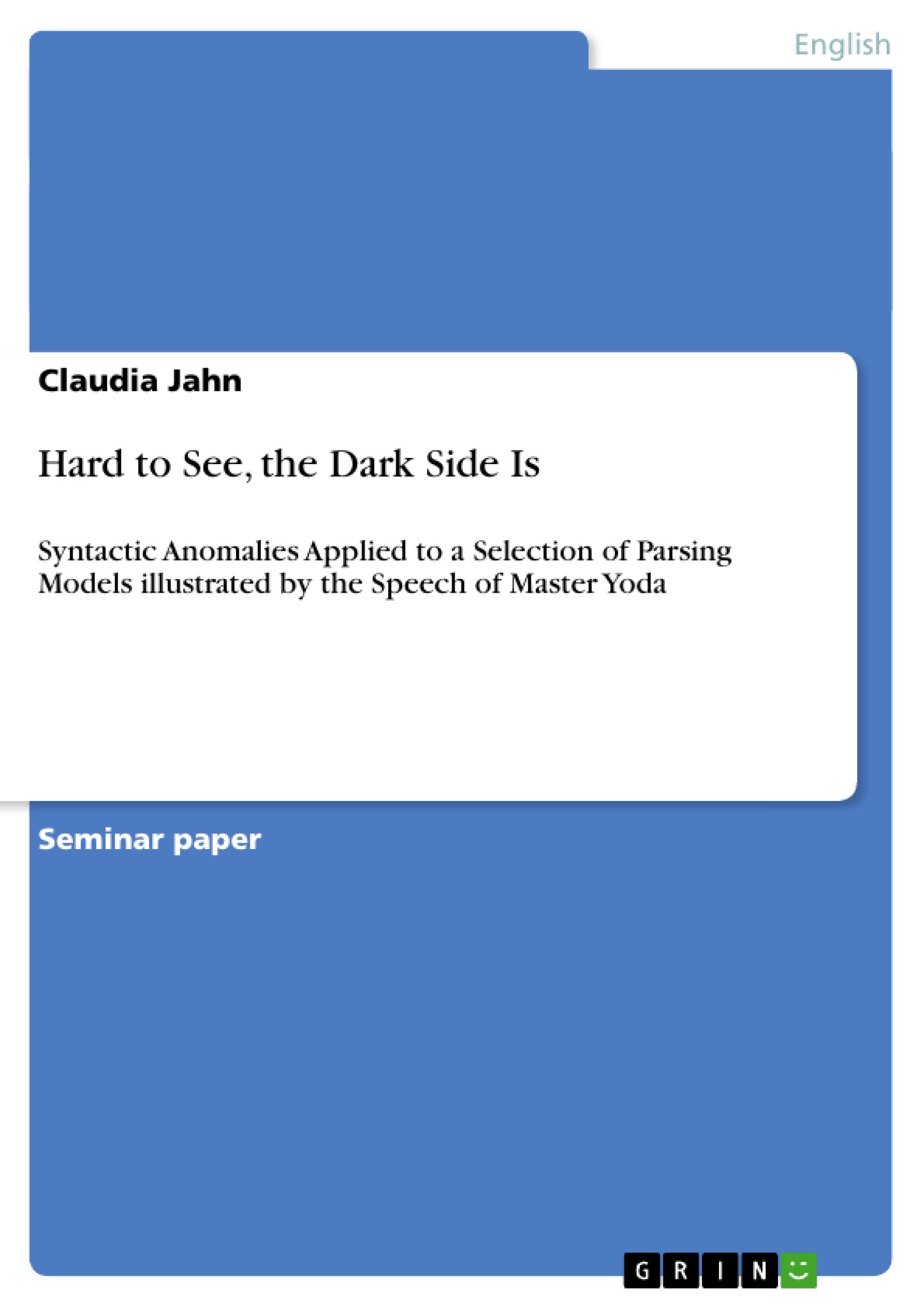 Vorderes Coverbild Hard to See, the Dark Side Is
