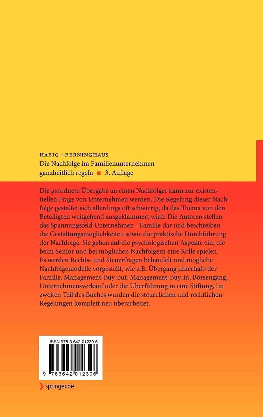 Rückseitencover Die Nachfolge im Familienunternehmen ganzheitlich regeln