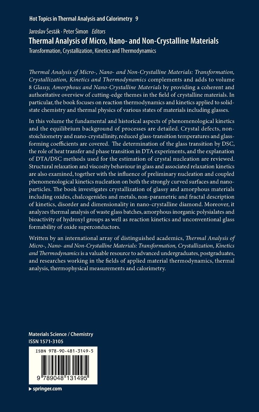 Rückseitencover Thermal analysis of Micro, Nano- and Non-Crystalline Materials
