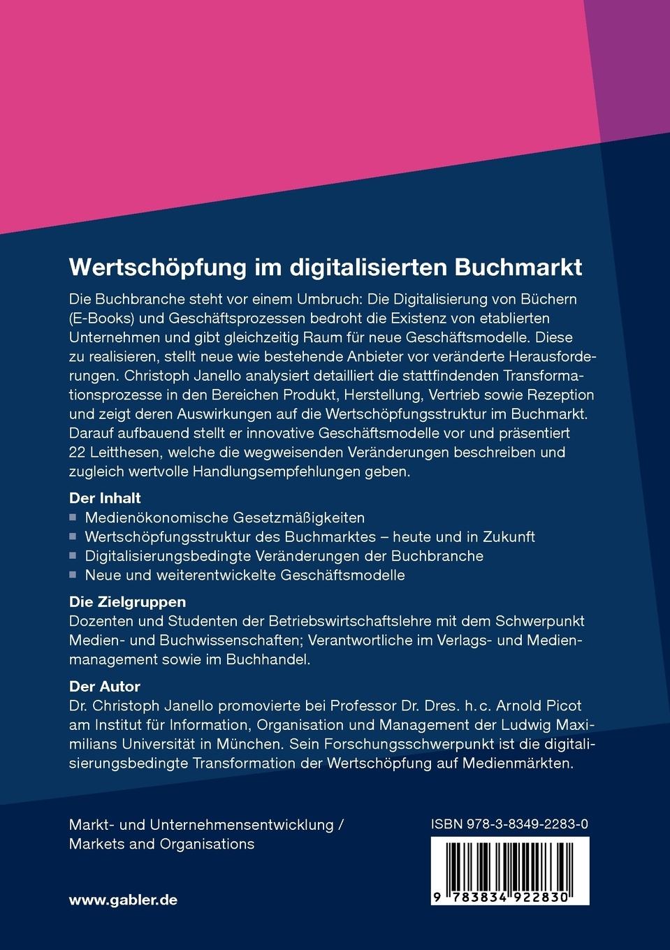 Rückseitencover Wertschöpfung im digitalisierten Buchmarkt