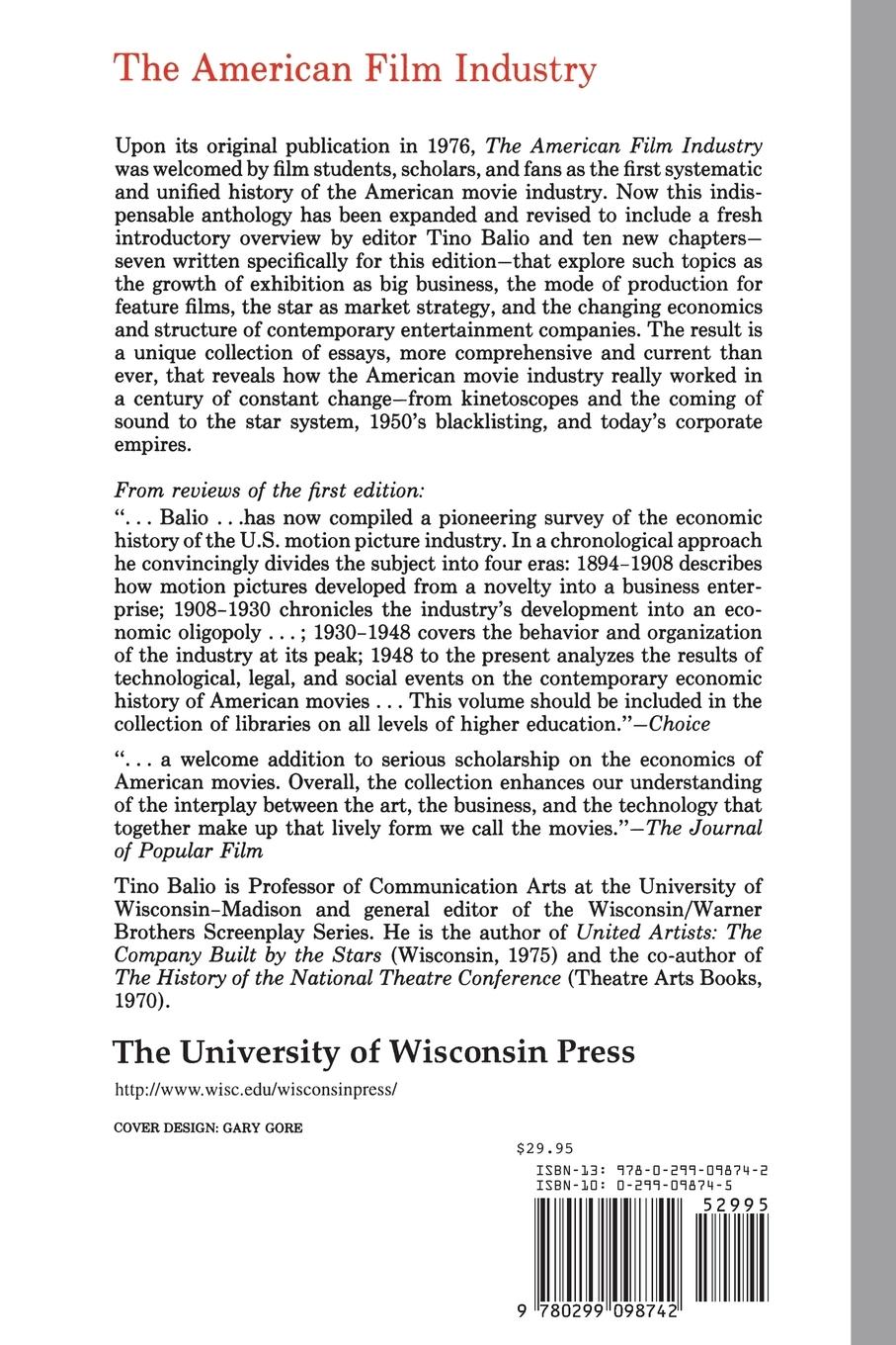 Rückseitencover The American Film Industry