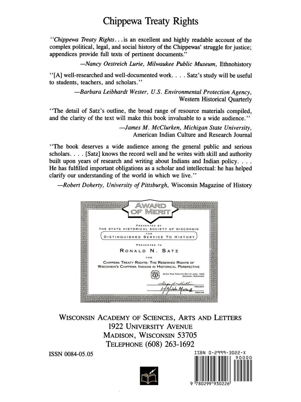 Rückseitencover Chippewa Treaty Rights