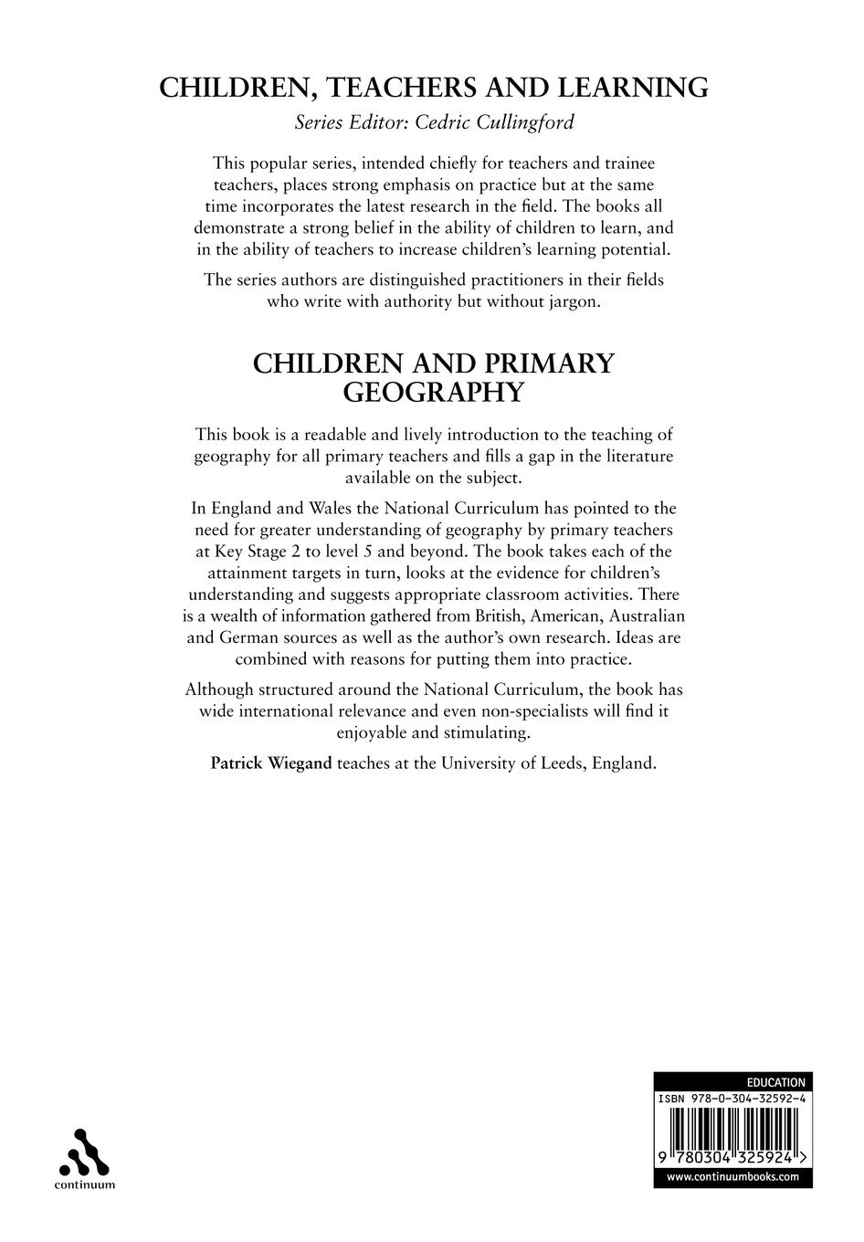 Rückseitencover Children and Primary Geography