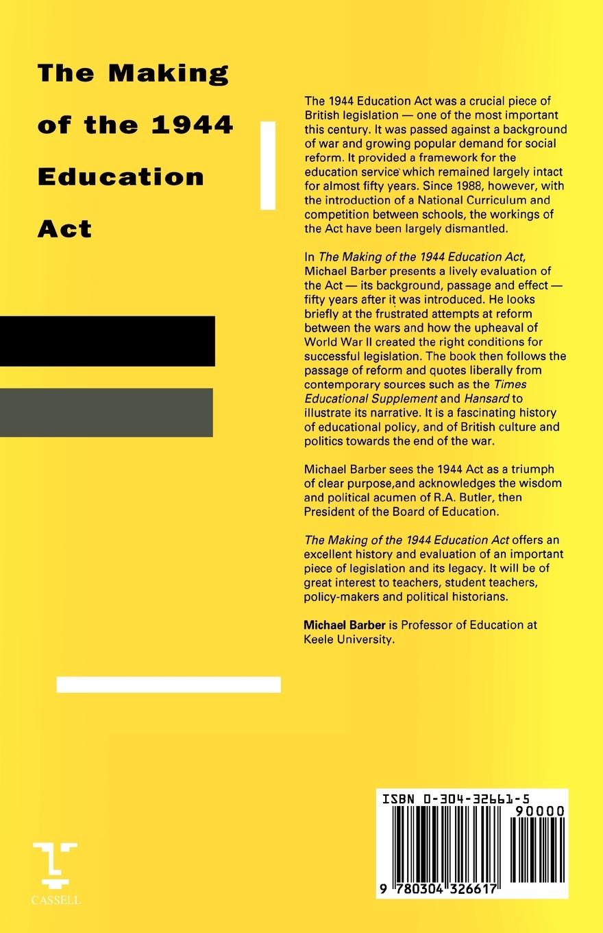 Rückseitencover Making of the 1944 Education ACT