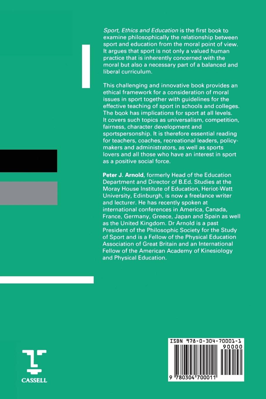 Rückseitencover Sport, Ethics and Education