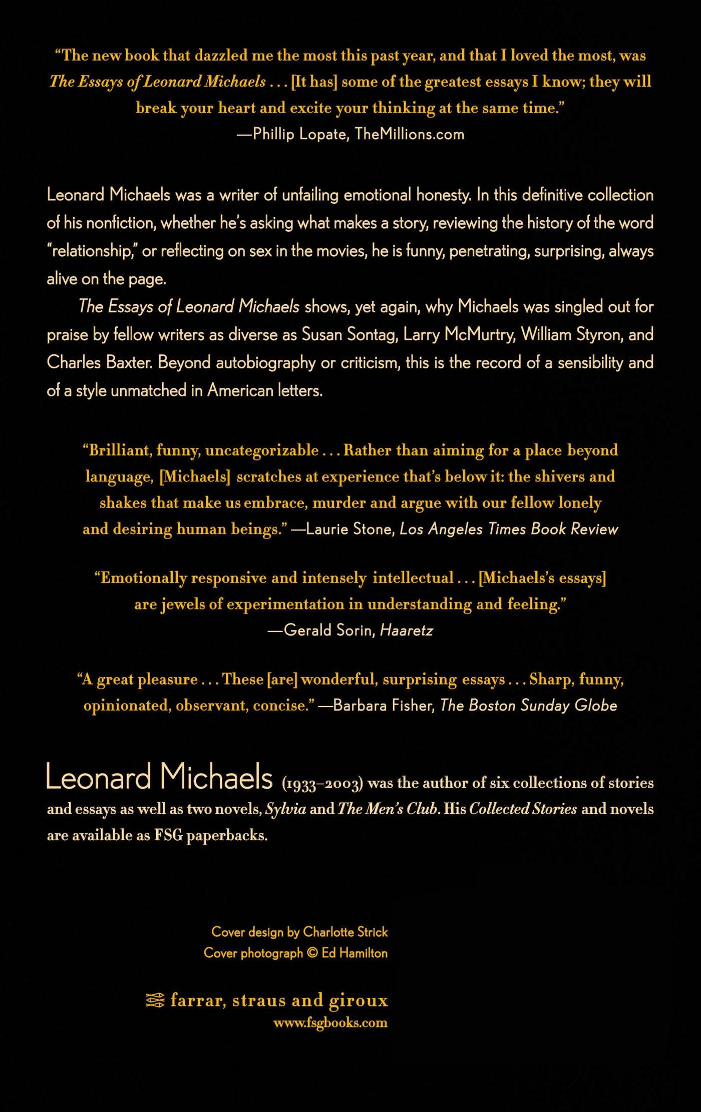 Rückseitencover The Essays of Leonard Michaels