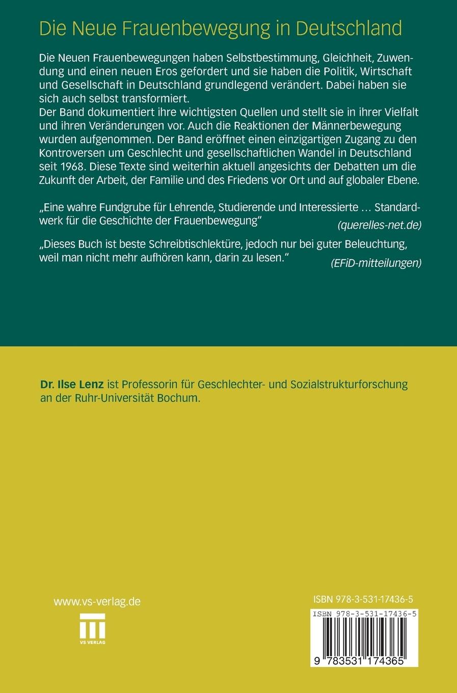 Rückseitencover Die Neue Frauenbewegung in Deutschland