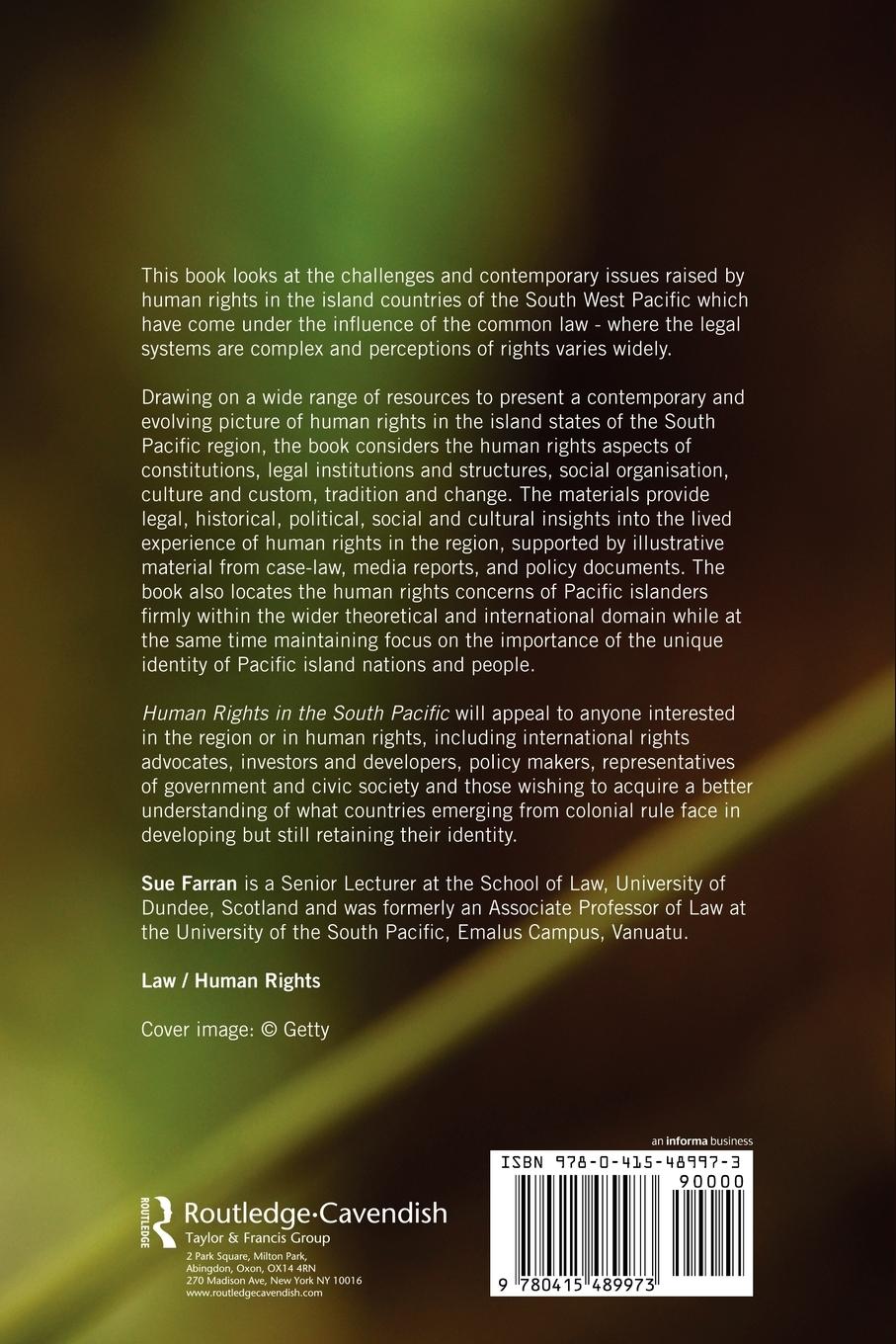 Rückseitencover Human Rights in the South Pacific
