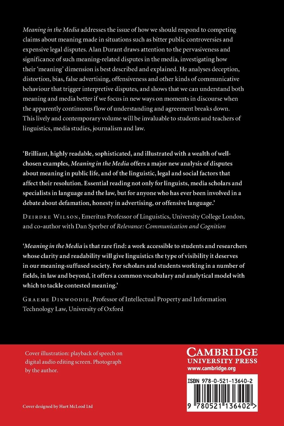 Rückseitencover Meaning in the Media