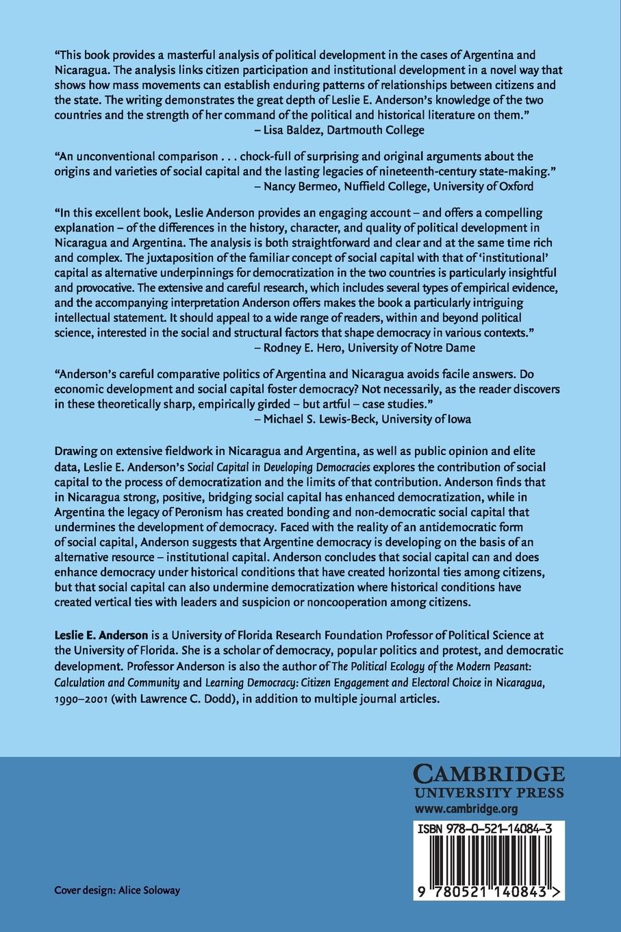 Rückseitencover Social Capital in Developing Democracies