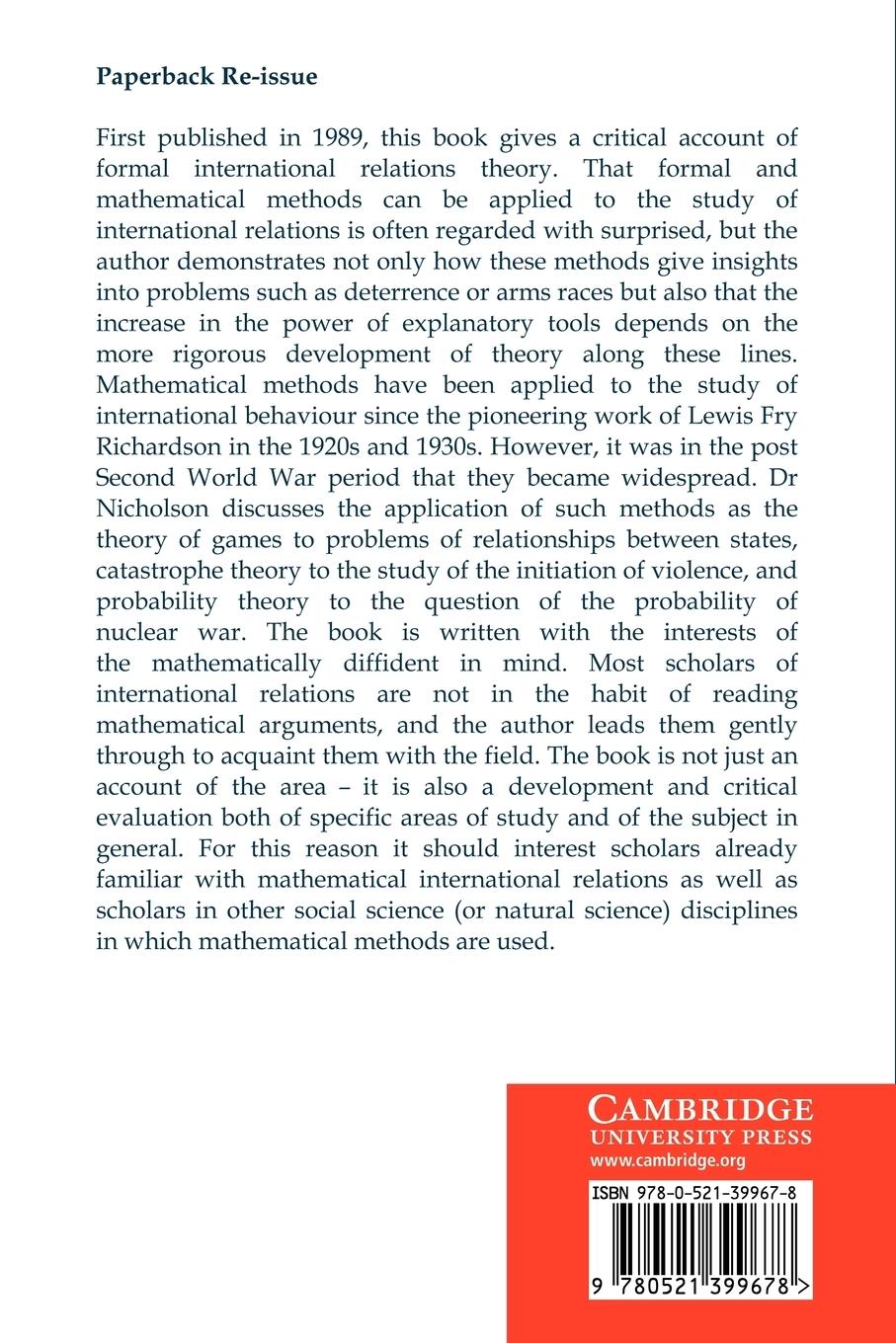 Rückseitencover Formal Theories in International Relations