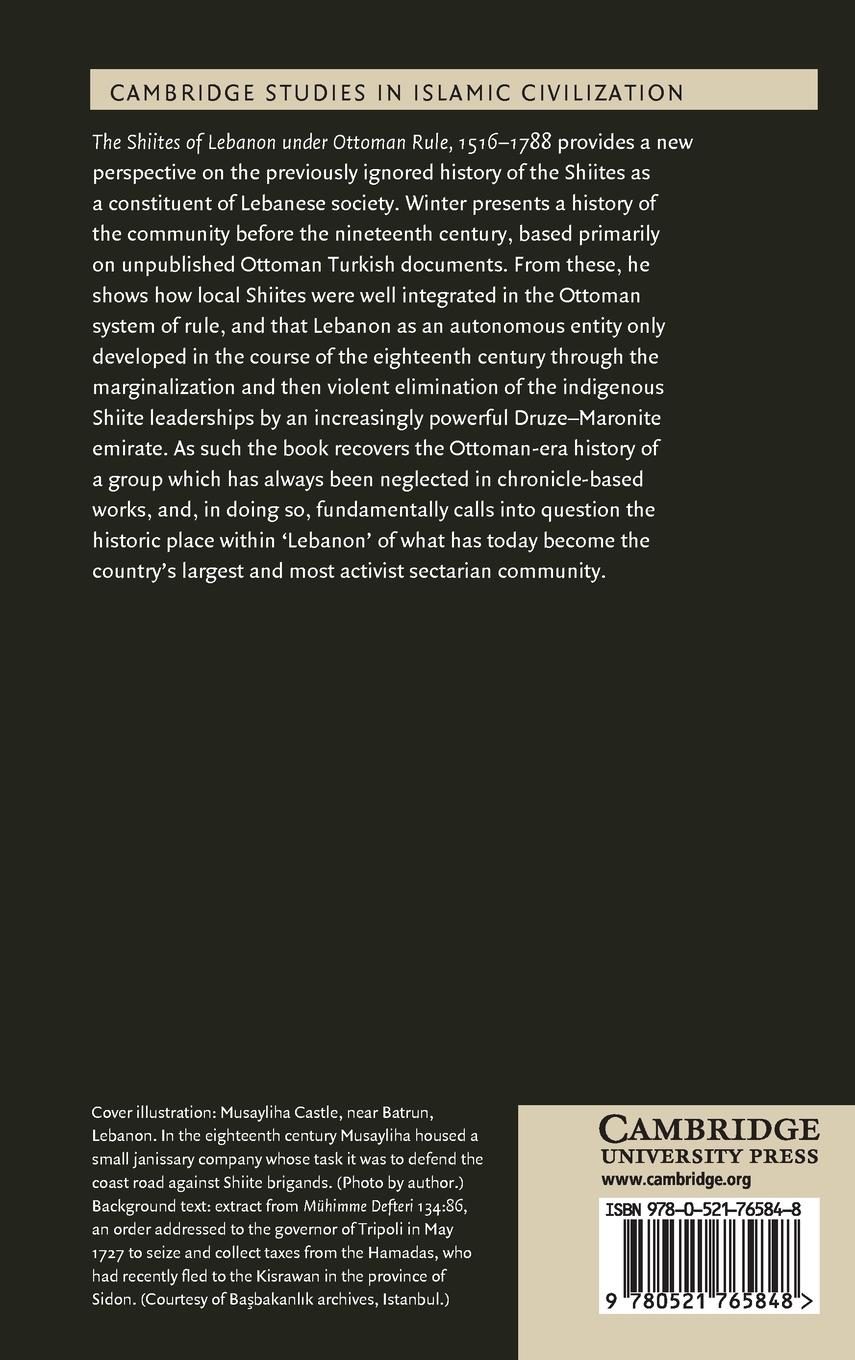 Rückseitencover The Shiites of Lebanon under Ottoman Rule, 1516-1788