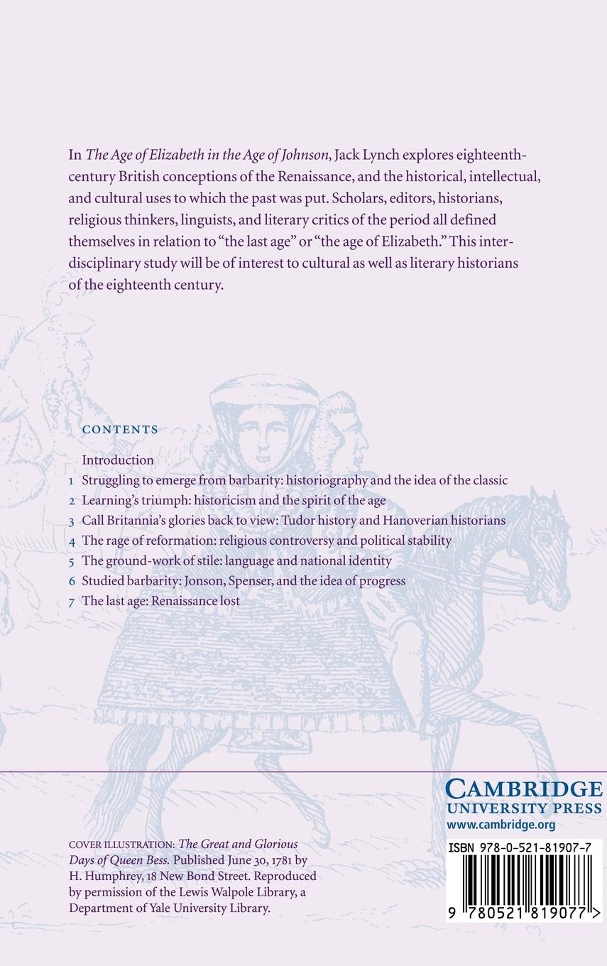 Rückseitencover The Age of Elizabeth in the Age of Johnson