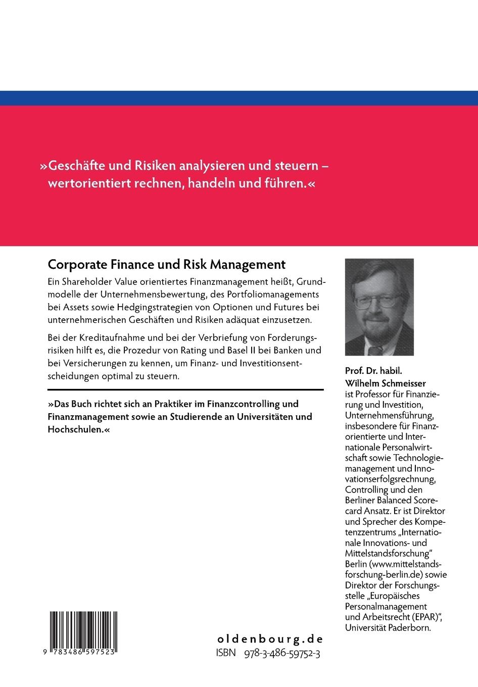 Rückseitencover Corporate Finance und Risk Management