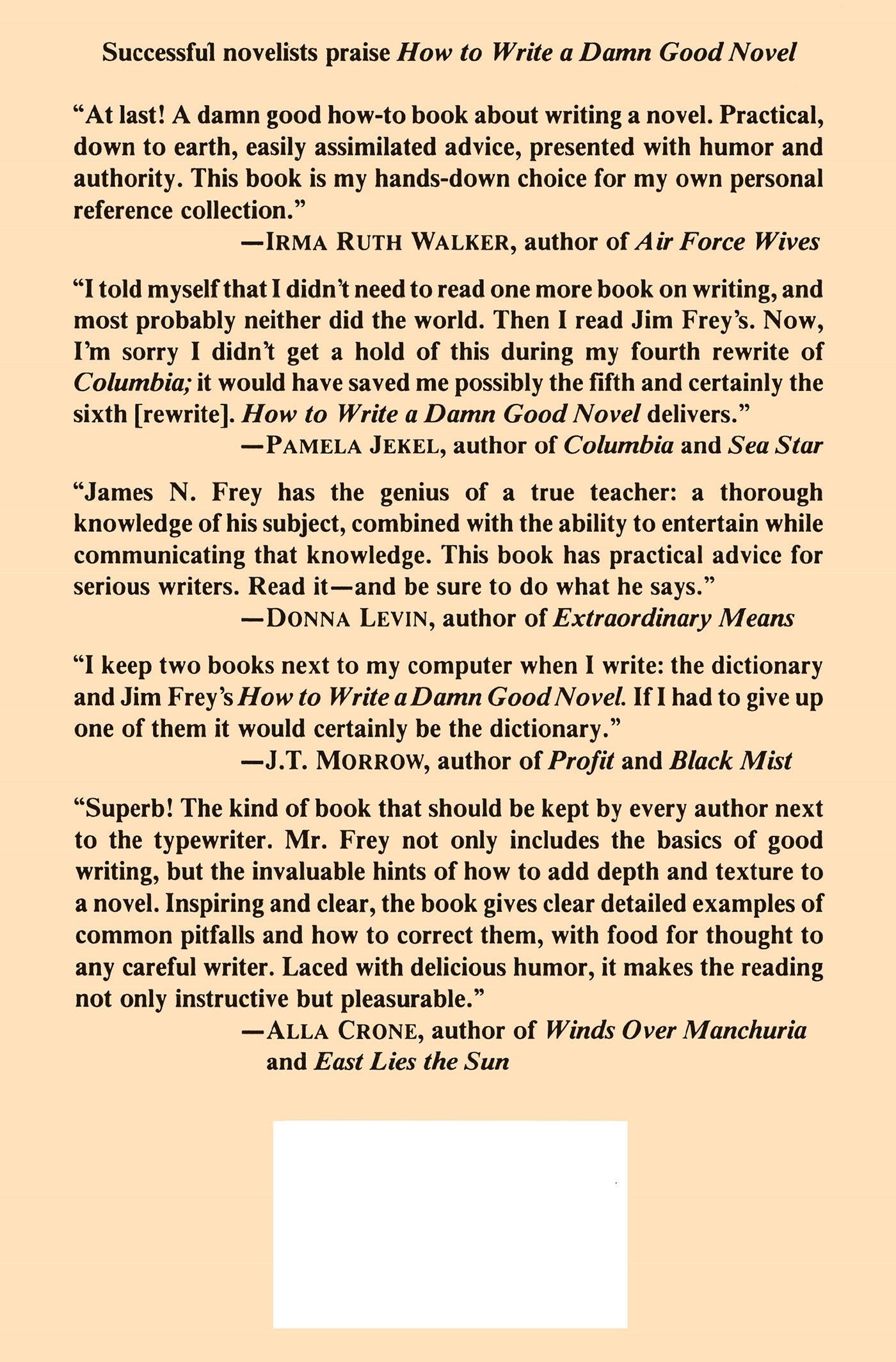 Rückseitencover How to Write a Damn Good Novel